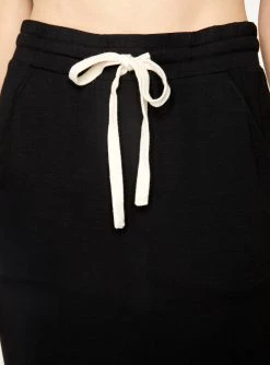 HeyYou Basic Black Drawstring Midi Skirt Skirts
