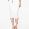HeyYou Basic Creme Drawstring Midi Skirt Skirts
