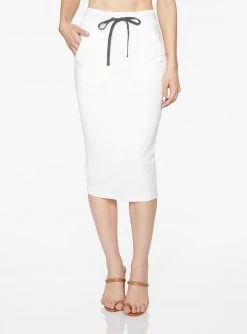 HeyYou Basic Creme Drawstring Midi Skirt Skirts