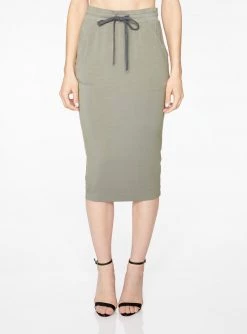 Skirts HeyYou Basic Sage Drawstring Midi Skirt