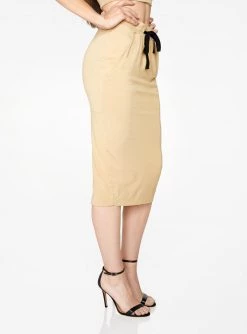 HeyYou Basic Sand Drawstring Midi Skirt