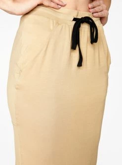 HeyYou Basic Sand Drawstring Midi Skirt