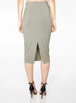 Skirts HeyYou Basic Sage Drawstring Midi Skirt