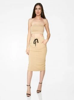 HeyYou Basic Sand Bandeau Crop Top Crop Tops