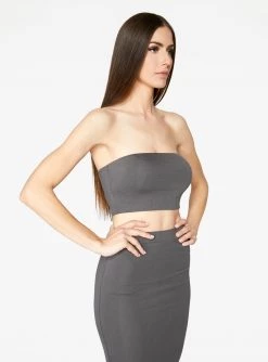 HeyYou Basic Slate Bandeau Crop Top Crop Tops