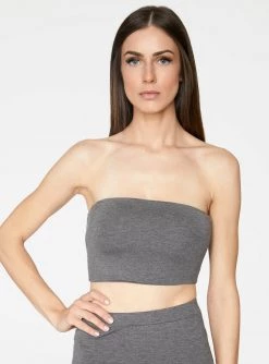Crop Tops HeyYou Basic Heather Grey Bandeau Crop Top