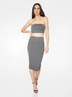 Crop Tops HeyYou Basic Heather Grey Bandeau Crop Top