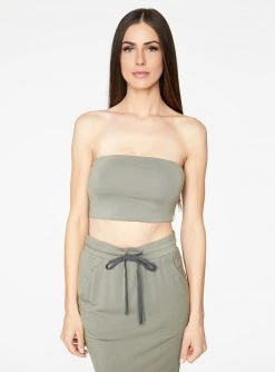 HeyYou Basic Sage Bandeau Crop Top Crop Tops