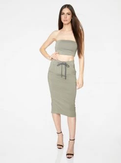 HeyYou Basic Sage Bandeau Crop Top Crop Tops