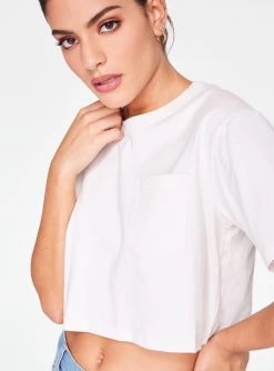 Crop Tops HeyYou Basic Cropped Pocket Tee In Cashew