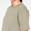 HeyYou Basic Cropped Pocket Tee In Olive Crop Tops
