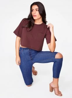 HeyYou Basic Cropped Pocket Tee In Woods
