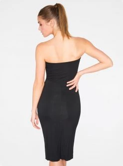 Dresses HeyYou Basic Black Strapless Midi Bodycon Dress