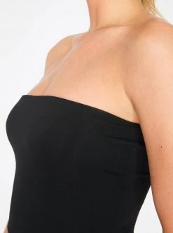 Dresses HeyYou Basic Black Strapless Midi Bodycon Dress