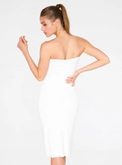 HeyYou Basic Creme Strapless Midi Bodycon Dress