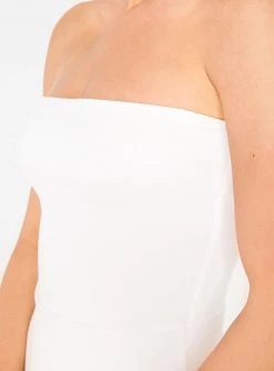 HeyYou Basic Creme Strapless Midi Bodycon Dress