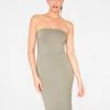 HeyYou Basic Sage Strapless Midi Bodycon Dress 1 HeyYou Basic Sage Strapless Midi Bodycon Dress