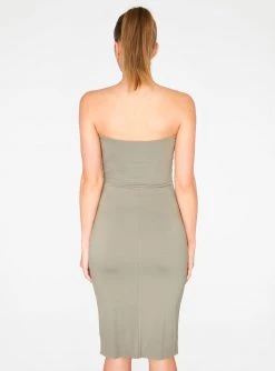 HeyYou Basic Sage Strapless Midi Bodycon Dress