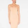 HeyYou Basic Sand Strapless Midi Bodycon Dress Dresses 2 HeyYou Basic Sand Strapless Midi Bodycon Dress Dresses