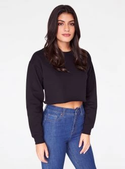Sweatshirts + Hoodies HeyYou Basic Black Cropped Sweatshirt