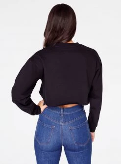 Sweatshirts + Hoodies HeyYou Basic Black Cropped Sweatshirt