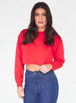 HeyYou Basic Red Cropped Sweatshirt