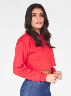 HeyYou Basic Red Cropped Sweatshirt