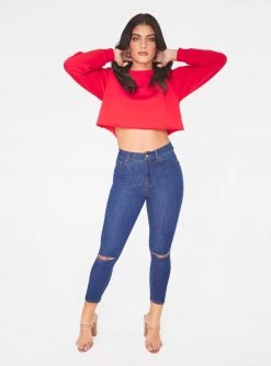 HeyYou Basic Red Cropped Sweatshirt