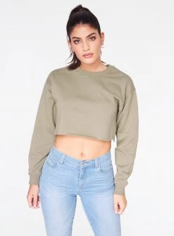 HeyYou Basic Sage Cropped Sweatshirt Sweatshirts + Hoodies