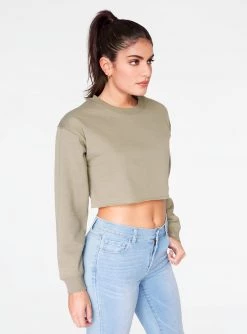 HeyYou Basic Sage Cropped Sweatshirt Sweatshirts + Hoodies