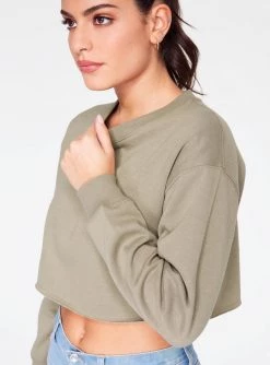 HeyYou Basic Sage Cropped Sweatshirt Sweatshirts + Hoodies