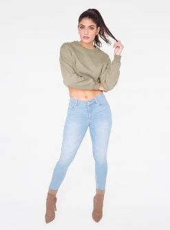 HeyYou Basic Sage Cropped Sweatshirt Sweatshirts + Hoodies