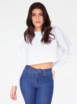 Sweatshirts + Hoodies HeyYou Basic White Cropped Sweatshirt