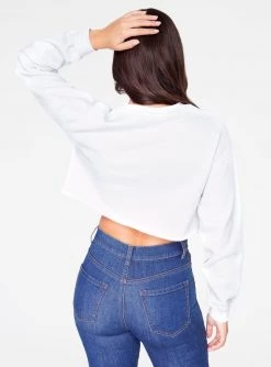 Sweatshirts + Hoodies HeyYou Basic White Cropped Sweatshirt