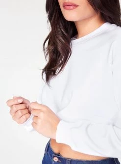 Sweatshirts + Hoodies HeyYou Basic White Cropped Sweatshirt