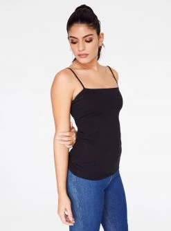 HeyYou Basic Black Straight Neck Tank Top