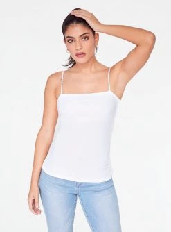 Tank Tops HeyYou Basic White Straight Neck Tank Top
