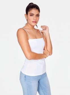 Tank Tops HeyYou Basic White Straight Neck Tank Top