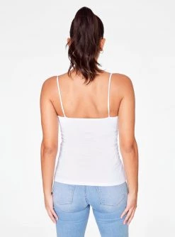 Tank Tops HeyYou Basic White Straight Neck Tank Top