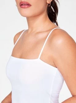 Tank Tops HeyYou Basic White Straight Neck Tank Top