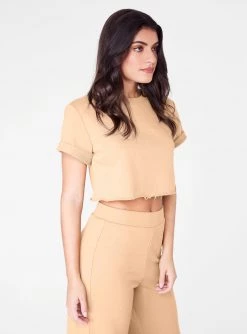 Crop Tops HeyYou Basic Cropped Knit In Beige