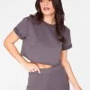 HeyYou Basic Cropped Knit In Dark Grey
