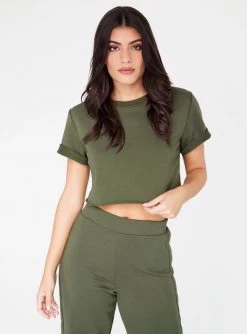 Crop Tops HeyYou Basic Cropped Knit In Olive