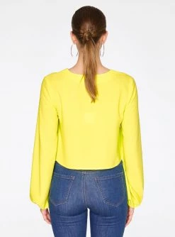 HeyYou Key Lime Long Sleeve Cropped Blouse Blouses