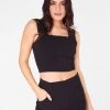 HeyYou Black Straight Neck Crop Top Crop Tops