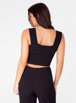 HeyYou Black Straight Neck Crop Top Crop Tops