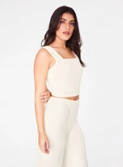 HeyYou Creme Straight Neck Crop Top