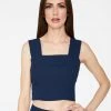 HeyYou Indigo Straight Neck Crop Top