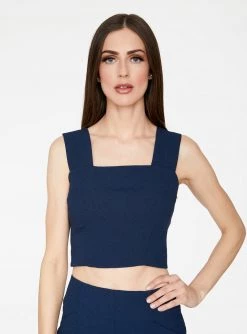 HeyYou Indigo Straight Neck Crop Top