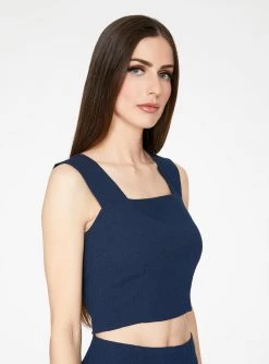 HeyYou Indigo Straight Neck Crop Top